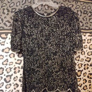 Vintage Silk Beaded Top